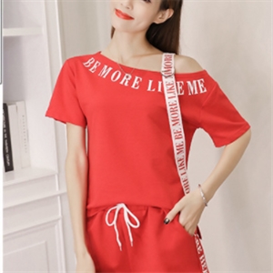 [ST-0030] เสื้อ+กางเกง  สีแดง   L //   XL      3XL